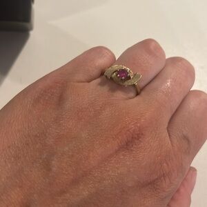 Antique 14 karat yellow, gold, and ruby ring